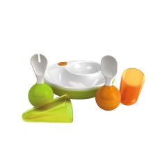 Set de Platos Térmicos para Bebés con Cubiertos Verde Momma