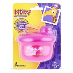 Recipiente Dispensador de Leche en Polvo 3 Compartimentos Rosado Nuby