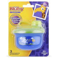 Recipiente Dispensador de Leche en Polvo 3 Compartimentos Azul Nuby