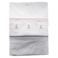 Jgo. Sabanas para Cuna Bordada Rosado 100% Algodón - Maternelle