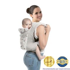 Canguro Ergonómico Portabebes  4 en 1 gris rosado elefantes