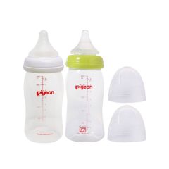 Pack x2 Biberón Boca Ancha 240ml / 8oz. Verde/Blanco - Pigeon