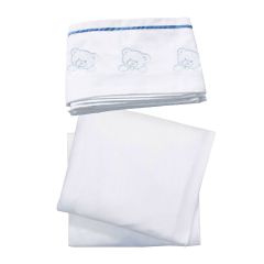 Jgo. Sabanas para Cuna Bordada Celeste 100% Algodón - Maternelle