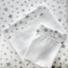 BlauHouse - Sábanas para Cuna de Bebé Algodón Estampado Blanco Estrellas