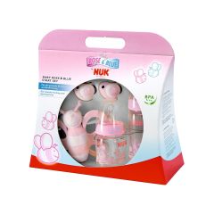 NUK- Set de Regalo para Bebé color Rosa (2 Biberones, 1 Sonaja, 2 Chupones)