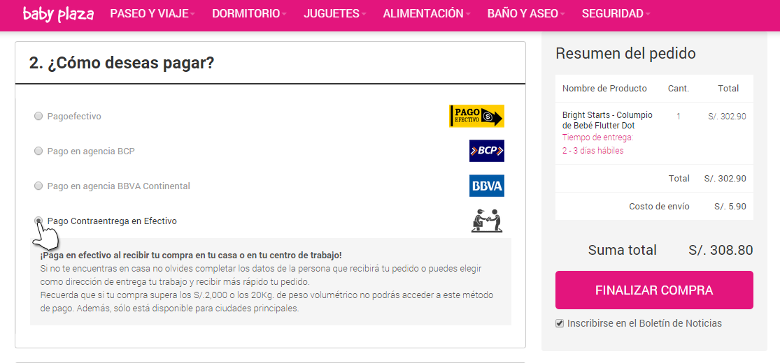Haz click en FINALIZAR COMPRA